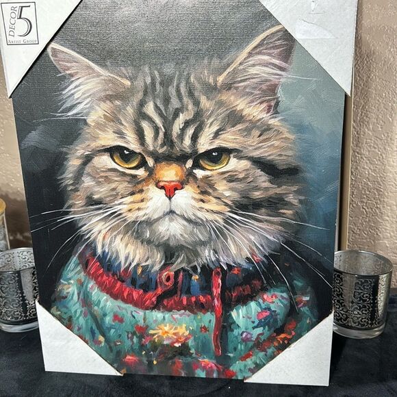 Tessa Kane art in motion grumpy cat royal regal canvas print art piece - Picture 1 of 3